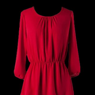 Waist Band Flow Blouse Red